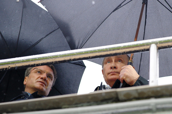 Президент Сбербанка Герман Греф и президент России Владимир Путин