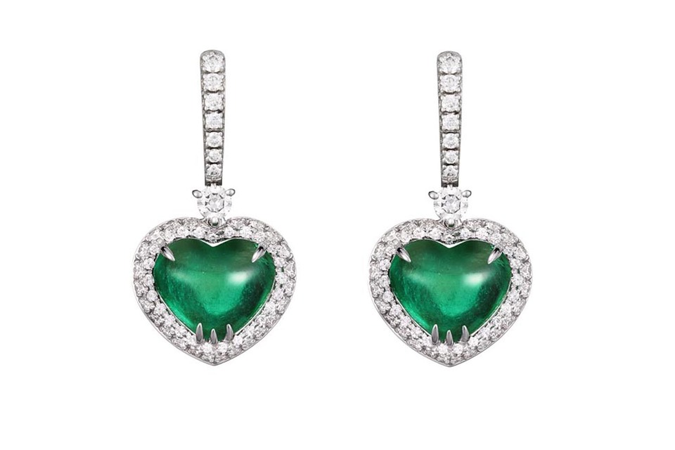Mercury Серьги из коллекции Hearts. Белое золото, изумруды, бриллианты