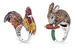 Roberto Coin, кольца «Петух» и «Кролик» из коллекции Animalier, белое золото, цветные сапфиры, дымчастые топазы, изумруды, оникс