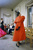 Модель в оранжевом пальто Balenciaga, Париж, 1954 г