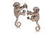 Roberto Coin, серьги-каффы Cheeky Monkey из коллекции Animalier, коньячные бриллианты, оникс, розовое и черненое золото