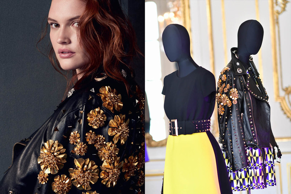 Куртка Marina Rinaldi by Fausto Puglisi вручную декорирована цветами и шипами
