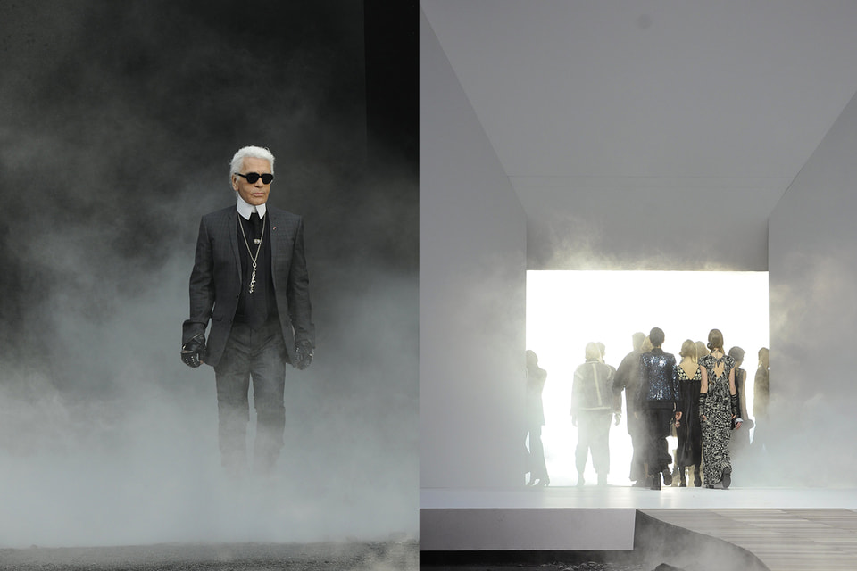 Карл Лагерфельд в финале показа Chanel осень-зима 2011/12