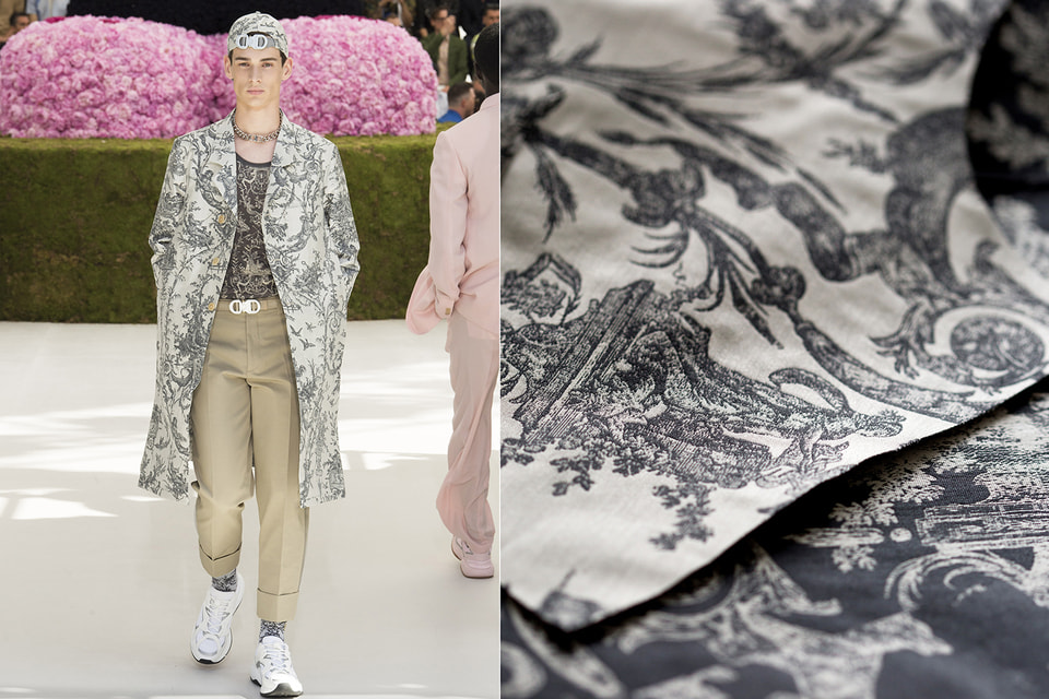 Интерьерный орнамент Toile de Jouy перенесен на одежду (Dior Homme, весна-лето 2019