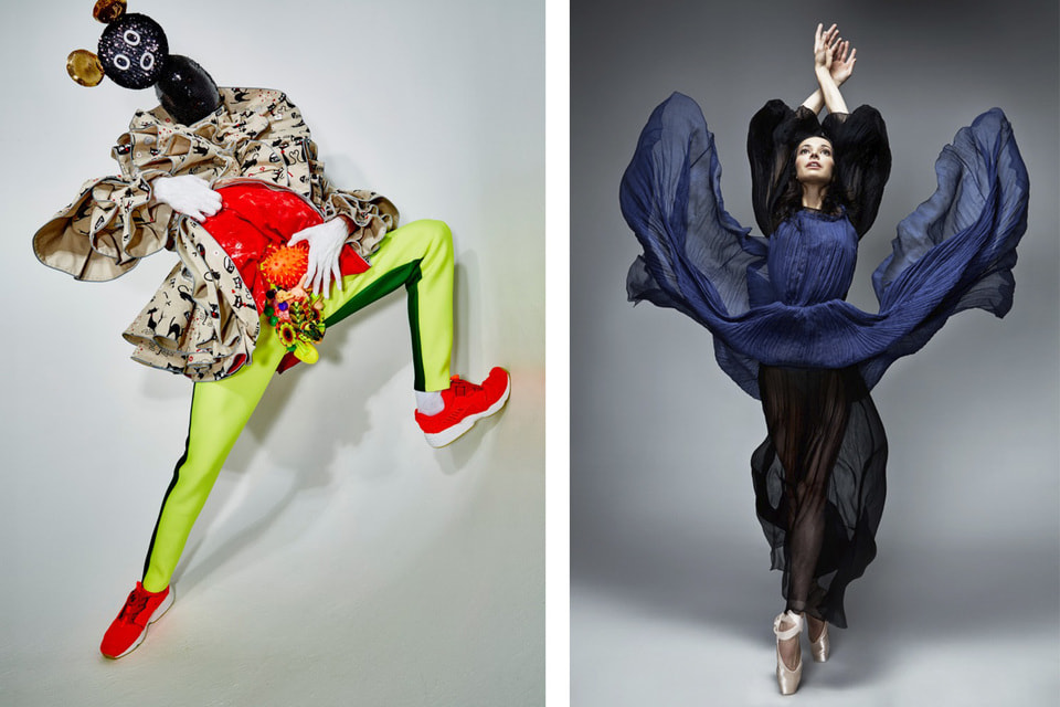 Работы  Данилы Головкина: слева художник Андрей Бартенев (2016 год), справа балерина Диана Вишнева (2013 год)