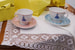 Чайные пары из коллекции «Оттепель» и скатерть с ручной вышивкой мастериц фабрики «Елецкие кружева»