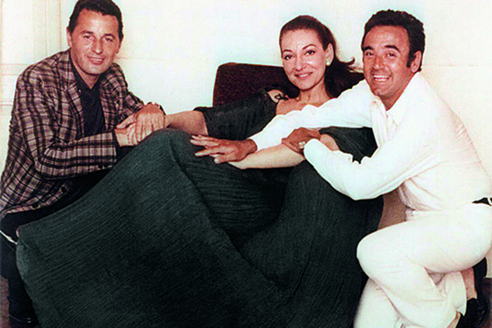 Пьеро Този и Умберто Тирелли с певицей Марией Каллас, 70-е гг.