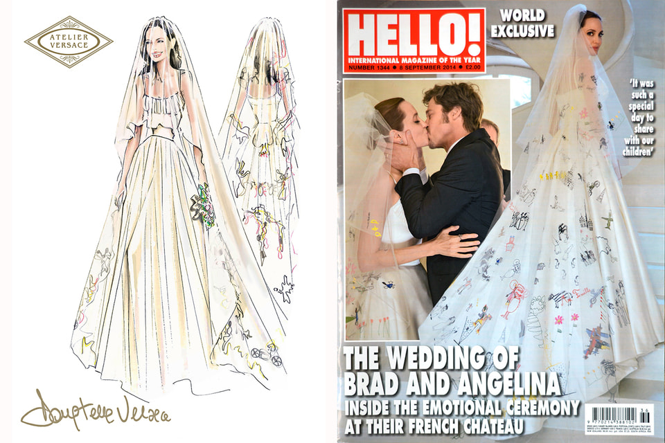 Дизайн рисунков на фате и подоле платья Анджелины Джоли разрабатывали шестеро детей актрисы