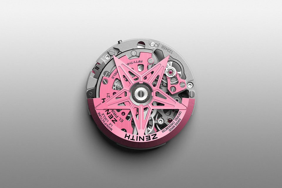 Первый в мире часовой калибр El Primero 9004 с платиной необычного розового цвета технически получен путем закаливания PVD-покрытия