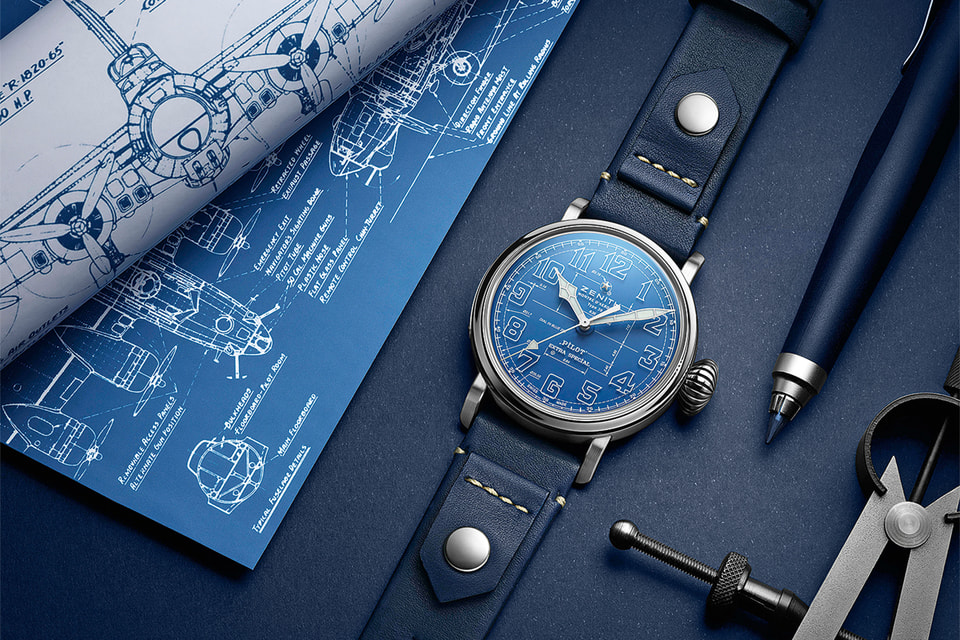На циферблате Pilot Type 20 Blueprint изображено подобие чертежа аэроплана начала XX столетия