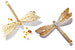 Брошь Tiffany &amp; Co. в виде стрекозы, золота основа которой вырезана словно пчелиные соты – в них закреплены желтые и оранжевые сапфиры