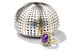 Кольцо с центральным фиолетовым звездчатым сапфиром из желтого и белого золота в шкатулке в форме панциря морского ежа