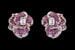 Серьги DiorRose из белого золота с центральными бриллиантами изумрудной огранки и россыпью розовых сапфиров на лепестках
