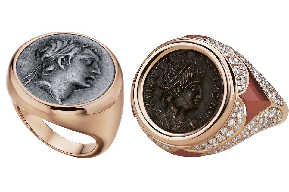 Настоящие древнеримские монеты в кольцах Bvlgari Monete