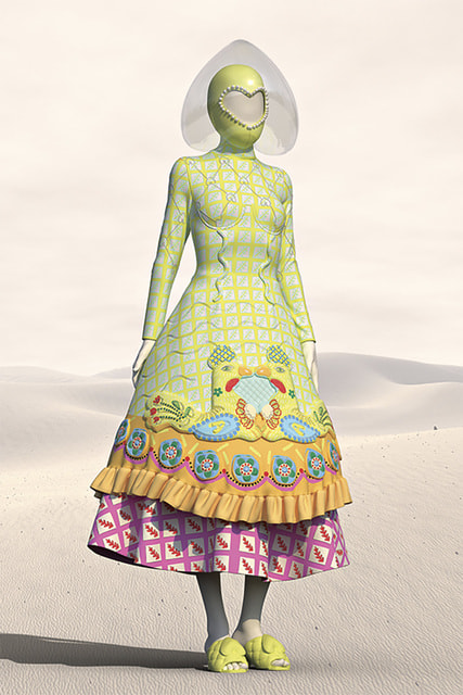 Образ из лукбука 3D-коллекции Akhmadullina, выпущенной по случаю 20-летия модного бренда