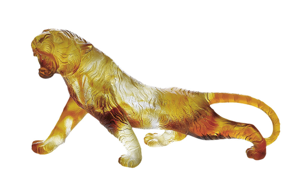 Скульптура «Бенгальский тигр» из цветного стекла, Daum