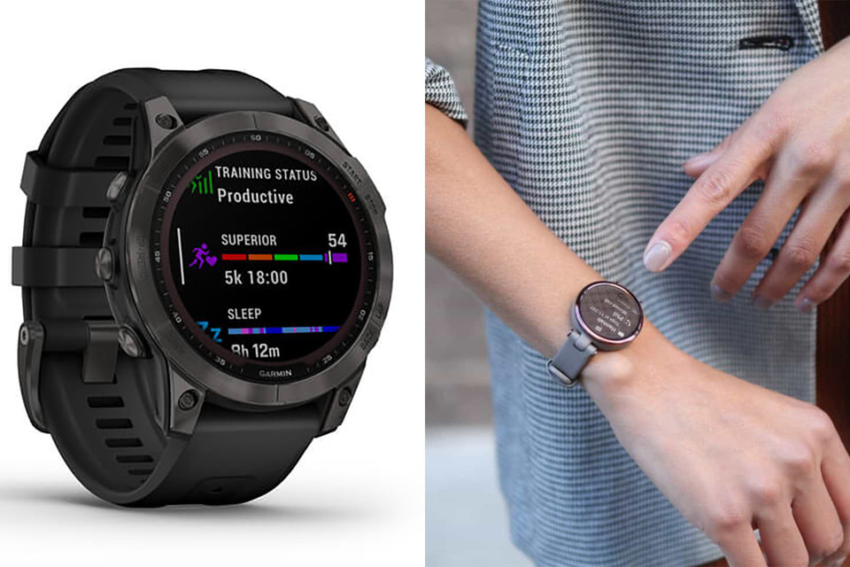 Часы GarminДля него: мультиспортивные смарт-часы Fenix 7 (слева) – самые передовые в линейке Garmin. В первую очередь – за счет стекла Power Sapphire с подзарядкой от солнца и защитой от образования царапин. Внутри часов стоят датчики пульса, навигационные системы (у часов есть доступ к нескольким частотам, передаваемым спутниками, для повышения точности определения местоположения в местах, где сигналы отражаются, слабы или обычно не проникают), а умный софт PacePro помогает поддерживать темп с корректировкой в зависимости от уклона во время забега на дистанции. Устройство обеспечивает до 18 дней работы в режиме смарт-часов и 4 дополнительных дня при подзарядке от солнца.Для нее: новые смарт-часы Lily созданы в форме традиционных часов в небольшом корпусе, в которые встроен сенсорный дисплей. Последний отображает смарт-уведомления, показатели здоровья, спортивные данные и другую полезную информацию. Причем несмотря на компактность, Lily имеет все основные высокотехнологичные функции «старших» спортивных часов Garmin, связанные с мониторингом здоровья, спортивными тренировками, отслеживанием местоположения и ведением календаря активности в приложении Garmin Connect. Вариантов дизайна два – спортивный и классический. Три модели Lily в классическом стиле дополнены тонким ремешком из кожи, а три спортивные модели имеют ремешок из гипоаллергенного силикона.