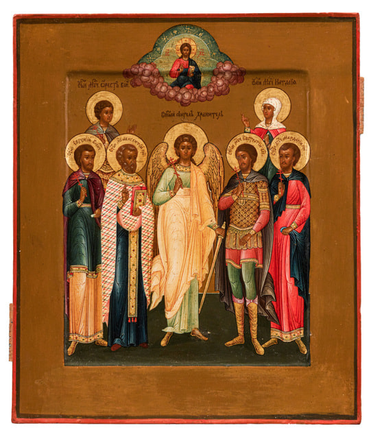 Икона «Ангел-хранитель с избранными святыми» относится к северной художественной школе, на коллекционировании которой специализировался Александр Липницкий