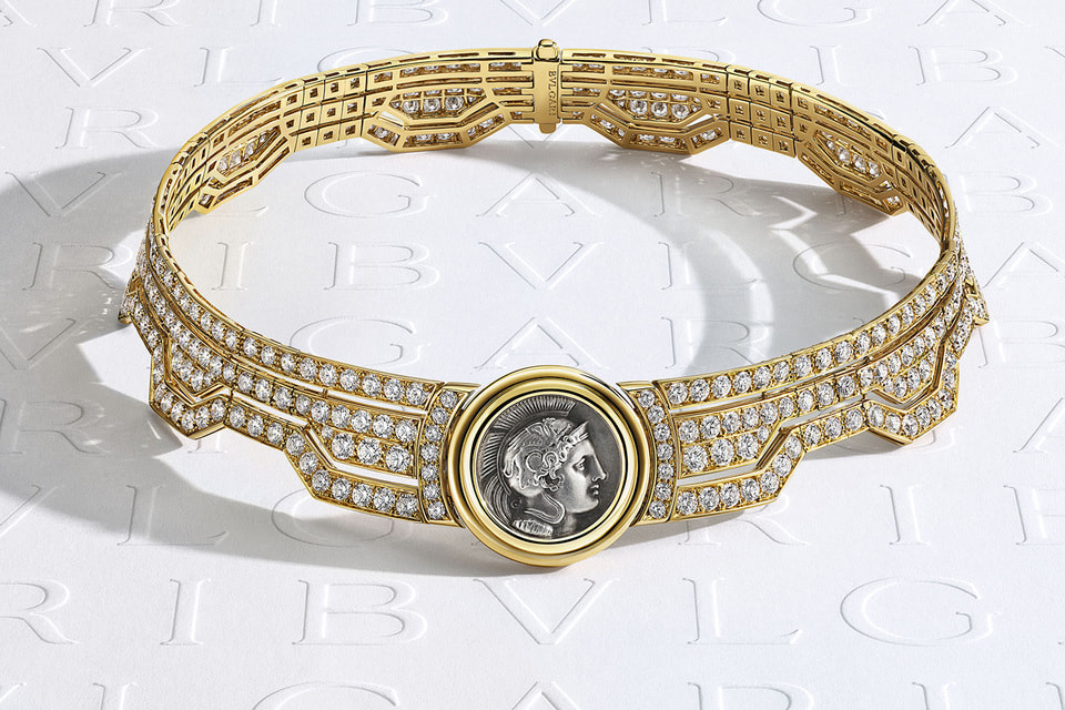 Чокер Bulgari Monete из желтого золота с бриллиантами и подлинной монетой IV века до н.э.