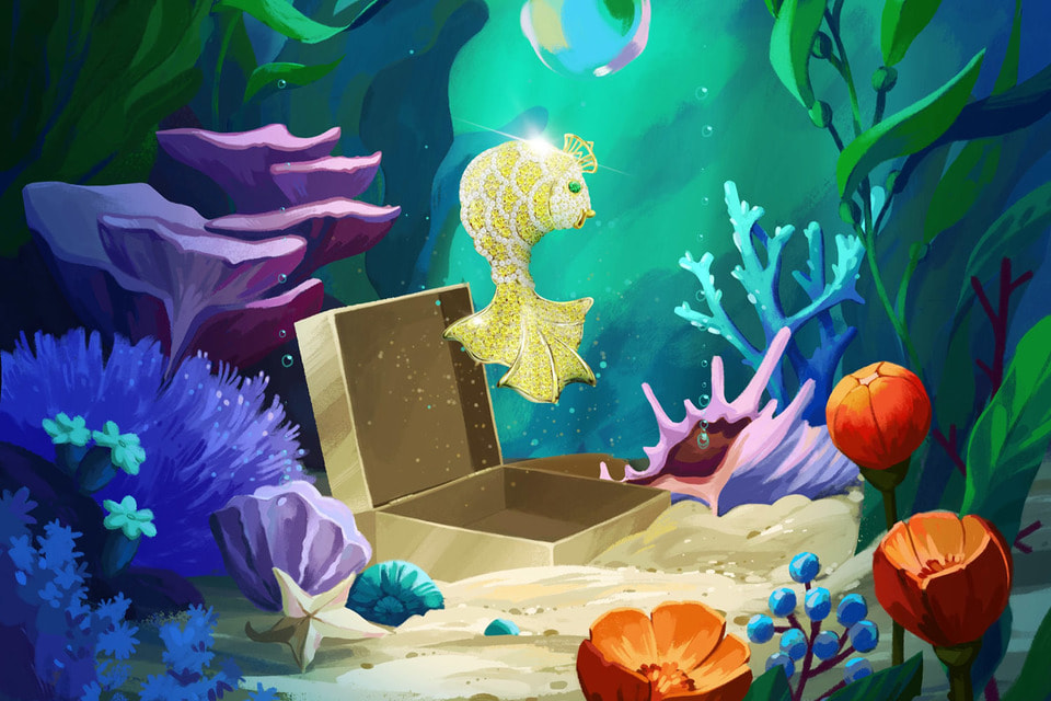 Золотая рыбка с чешуей из желтых бриллиантов – одна из героинь мультфильма