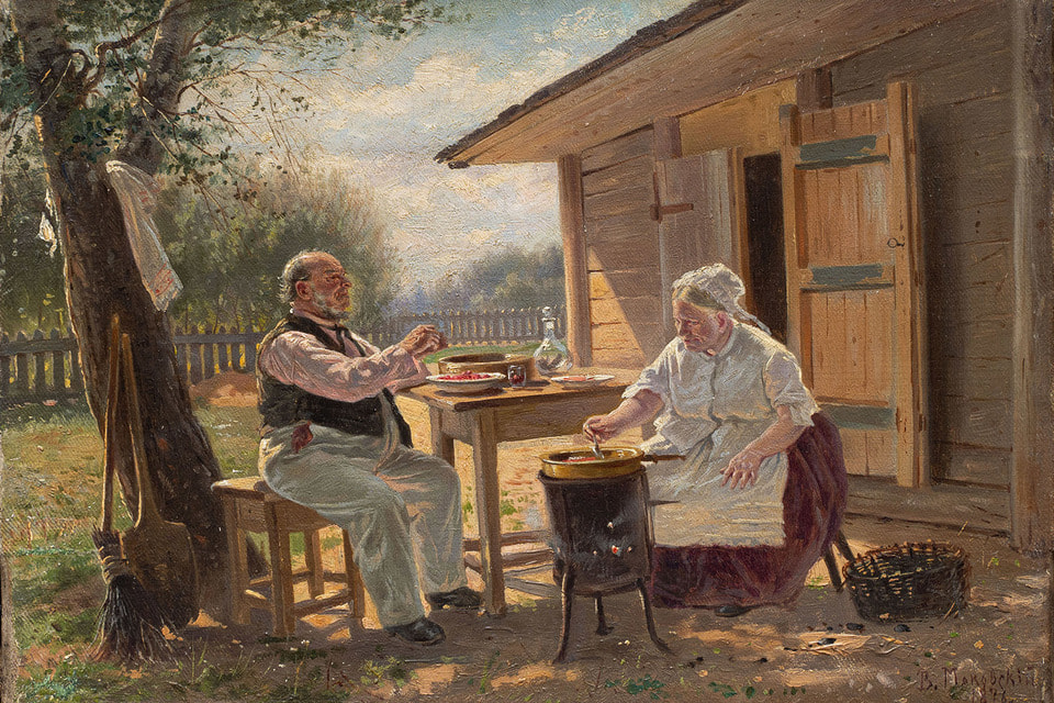 Эскиз картины «Варка варенья», В.Е. Маковский, 1876 г.