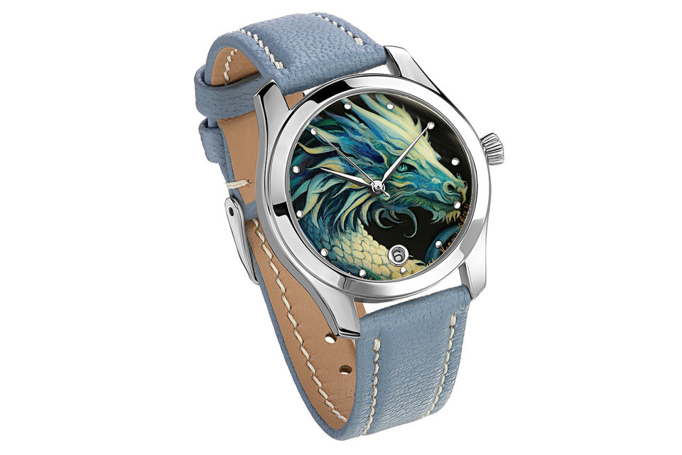Часы «Ледяной дракон», лаковая миниатюра, Palekh Watch