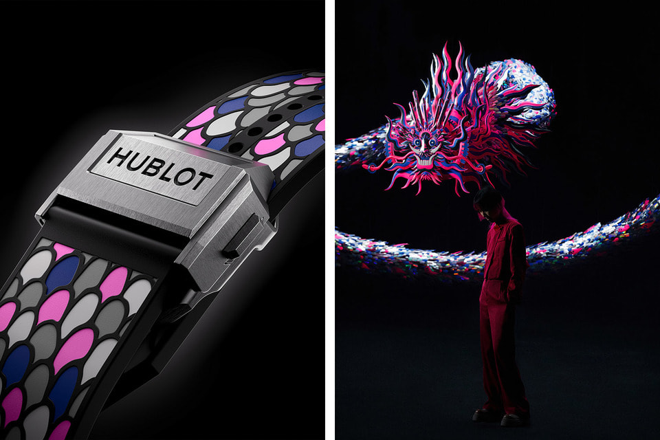 Впервые Hublot украсил каучуковый ремешок часов каучуковым же маркетри: фрагмент презентации часов Spirit of Big Bang Titanium Dragon